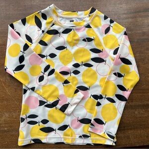 Tea Collection Yellow, Pink & Black Lemon Print Rashguard